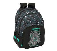 Safta - Zaini per la scuola Minecraft adattabili al trolley, 32 x 42-44 x 15-16 cm, doppio scomparto con cerniera, schienale e spallacci ergonomici imbottiti, tasche portabottiglie, misure 32 x 15 x