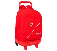 SEVILLA FC - Zaino grande con ruote, compatto, rimovibile, ideale per bambini di diverse età, comodo e versatile, qualità e resistenza, 33 x 22 x 45 cm