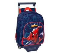 SPIDERMAN - Zaino per bambini con carrello Safta 705, ideale per bambini di diverse età, comodo e versatile, qualità e resistenza, 27 x 10 x 33 cm