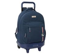 Safta EL OCA ECLIPSE - Zaino grande con ruote, compatto, rimovibile, ideale per bambini di diverse età, comodo e versatile, qualità e resistenza, 33 x 22 x 45 cm, Blu navy, M, Casual