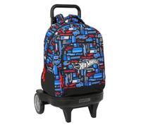 Safta - Zaino grande con ruote Hot Wheels Compact Evolution rimovibile, 93 cm di altezza, carrello con manico estensibile e blocco, ruote ultra silenziose antivibrazione, schienale imbottito, misure