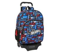 Safta - Zaino grande con ruote Hot Wheels Compact Evolution rimovibile, carrello incluso 85 cm, sistema di fissaggio, schienale e spallacci ergonomici imbottiti, zaino per bambini, misure 33 x 14 x 42