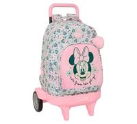 safta | Zaino grande con ruote Minnie Mouse Minty Compact Evolution Rimovibile, 93 cm Altezza (Abierta), Imbottita e Ergonomica, Portaborraccia, Bandeja PVC, Ruote Silenciosas, Dimensioni 33x22x45 cm