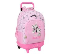 safta | Zaino grande con ruote Snoopy Compact Evolution Rimovibile, Rosa, Zaino Scolastico con Carrello Integrato, Schienale e spallacci imbottiti, Portaborraccia, Base Rinforzata,