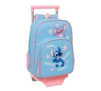 Safta - Zaino per la scuola con ruote Disney Stitch Happy, Compact Evolution rimovibile con carrello incluso, 26 x 11 x 67 cm, spallacci ergonomici imbottiti, zaino da ragazza, dimensioni 26 x 11 x 34
