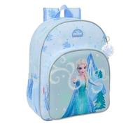 Safta - Zaino per la scuola Frozen adattabile al carrello (senza carrello), ergonomico e imbottito, doppia cerniera con maniglie, grande tasca frontale e portabottiglie laterali, blu, dimensioni 33 x