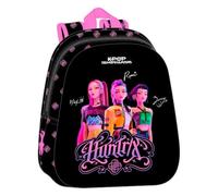 Safta - Zaino per la scuola K-Pop Demon Hunters, frontale 3D termoformato, spallacci imbottiti ergonomici, tasca laterale portabottiglie, maniglia superiore, nero, per il ritorno a scuola, misure 27 x