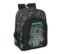 Safta - Zaino per la scuola Minecraft Screen adattabile al carrello (senza carrello), per bambini e ragazzi, spallacci ergonomici imbottiti, tasca frontale di grande formato e portabottiglie laterale