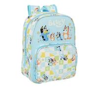 Safta - Zaino per la scuola per bambini Bluey Ready, adattabile al carrello (senza trolle), spallacci ergonomici e imbottiti, tasca frontale di grande formato e portabottiglie laterale, zaino da