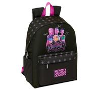 Safta - Zaino per la scuola per computer portatile da 14,1", K-Pop Demon Hunters, nero, scomparto imbottito, schiena e spallacci ergonomici, zaino da ragazza, misure 31 x 13 x 43 cm