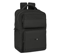 safta, Zaino per portatile da 15,6" e USB con 2 tasche Sevilla FC Premium, 310 x 130 x 440 mm Unisex-Bambini e ragazzi, nero, Estándar
