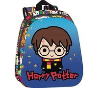Safta - Zaino scolastico 3D Harry Potter, frontale termoformato in rilievo, spallacci imbottiti ergonomici, tasca laterale portabottiglie, carta d'identità, maniglia superiore, misure 27 x 10 x 33 cm