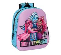 safta | Zaino scolastico 3D Monster High, Frontale TermoconFormado in Rilievo, Per bambini per Ritorno a Scuola, Spallacci Imbottiti e Maniglia Superiore, Tasca Laterale Portaborraccia,