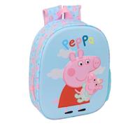 Safta - Zaino scolastico 3D Peppa Pig, frontale termoformato in rilievo, per bambini per il ritorno a scuola, spallacci imbottiti ed ergonomici, tasca laterale portabottiglie, misure 27 x 10 x 33 cm