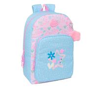 Safta - Zaino scolastico Blackfit8 Smile adattabile a trolley, schienale e spallacci ergonomici imbottiti, doppia maniglia, grande tasca frontale e laterale portabottiglie, blu e rosa, misure 30 x 14