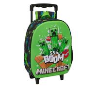 safta | Zaino Scolastico con Ruote Minecraft 3D TermoconFormada, Manico Telescopico 60 cm, Spallacci Imbottiti, Tasca Portaborraccia, Maniglia Superiore, Per bambini Juvenil Ritorno a Scuola,