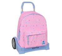 safta | Zaino Scolastico con Ruote Stitch Bright Compact Evolution Rimovibile, Carrello Incluso 85 cm Altezza, Ergonomica e Imbottita, Tasca Frontale, Cerniera Doppio Cursore, Dimensioni 33x15x42 cm