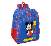 safta | Zaino scolastico Disney Mickey Mouse Today Adattabile al carrello (Senza Carrello), Schienale e spallacci ergonomici imbottiti, Tasca Frontale Grande, Portaborraccia, Zaino Bambino,