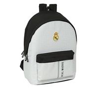 safta | Zaino scolastico Doppio Real Madrid 1ª Equipación 24/25, Scomparto Antirrobo Imbottito per Portatile 15,6″ e Tablet 11″, Conector USB, Schienale Ergonomico, Grande Capacità,