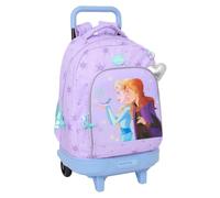 Safta - Zaino scolastico grande con ruote Frozen Spirit, Compact Evolution rimovibile e lavabile, schienale e spalle imbottiti, portabottiglie, base rinforzata, prodotto in Spagna, dimensioni 33 x 22