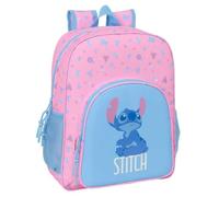 safta | Zaino scolastico Junior Stitch Bright Adattabile al carrello (Senza Carrello), Ergonomica e Imbottita, Cerniera con Doppio Cursore, Tasca Frontale Grande e Laterali Portaborraccia,