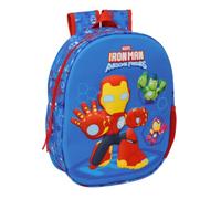 safta | Zaino scolastico Marvel Iron Man 3D TermoconFormada, Design Frontale in Rilievo, Spallacci Imbottiti e Ergonomici, Tasca Laterale Portaborraccia, Maniglia Superiore, Per bambini,
