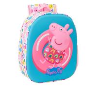 Safta - Zaino scolastico Peppa Pig 3D, frontale termoformato in rilievo, per il ritorno a scuola, spallacci imbottiti, tasca portabottiglie, zaino da ragazza, misure 27 x 10 x 33 cm