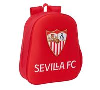 Safta - Zaino scolastico Sevilla FC Design 3D termoformato, per bambini e ragazzi, spallacci imbottiti ergonomici, tasca laterale portabottiglie, carta d'identità, rosso, misure 27 x 10 x 33 cm