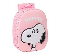 Safta - Zaino scolastico Snoopy 3D con frontale termoformato, design 3D in rilievo, tasca laterale portabottiglie, spallacci imbottiti, carta d'identità, maniglia superiore, dimensioni 27 x 10 x 33 cm