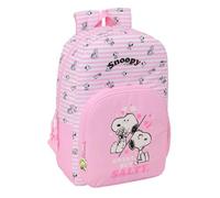 safta | Zaino scolastico Snoopy Adattabile al carrello (Senza Carrello), Schienale e spallacci ergonomici imbottiti, Doppio Cursore in Cerniere, Tasca Frontale Grande, Rosa a Rayas,