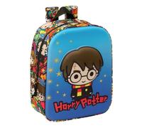 Safta - Zaino scuola asilo Harry Potter 3D, frontale rigido con rilievo e tasca a rete, scomparto principale con cerniera, tasca laterale portabottiglie, maniglia superiore, dimensioni 22 x 10 x 27 cm