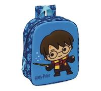 Safta - Zaino scuola asilo Harry Potter 3D, scomparto principale con cerniera, maniglia superiore, design blu con rilievo frontale, per bambini per il ritorno a scuola, misure 22 x 10 x 27 cm