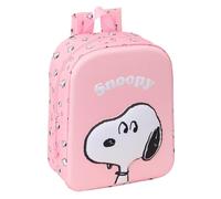 Safta - Zaino scuola asilo Snoopy 3D, rilievo frontale con motivo Snoopy, scomparto principale con cerniera, maniglia superiore e spallacci regolabili, per il ritorno a scuola dei bambini, misure 22 x