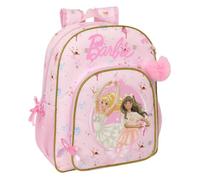 Safta - Zaino scuola Junior Barbie Ballet adattabile al trolley, ergonomico e imbottito, doppio manico in cerniera, grande tasca frontale e laterale portabottiglie, rosa, dimensioni 32 x 12 x 38 cm
