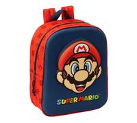 SUPER MARIO 3D - Zaino da asilo 3D, adattabile al carrello, facile da pulire, ideale per bambini di diverse età, comodo e versatile, qualità e resistenza, 22 x 10 x 27 cm, blu marino/rosso, M, Casual