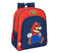 SUPER MARIO TRICK - Zaino scuola per bambini, adattabile a carrozzina, ideale per bambini in età scolare, comodo e versatile, qualità e resistenza, 32 x 12 x 38 cm, blu scuro/rosso, M, Casual