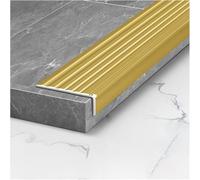 SAFWELAU Coprisoglia Pavimento Profili in Alluminio Stair Naso stampaggio/Bordo Trim, Copertura Antiscivolo per Scale Interne/Esterne(Gold A,L-43/109cm)