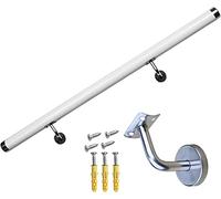 SAFWELAU Parapetto Corrimano per Scale Interne Corrimano per Esterni in PVC per gradini Esterni, Mandrino per ringhiera per Scale Antiscivolo con staffe per Montaggio a Parete(White,2.4m(7.8ft))