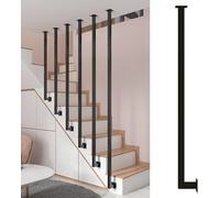 SAFWELAU Parapetto Ringhiera per scale Ringhiera per Scale Regolabile in Metallo, Colonnine Moderne con Montaggio a Parete e Soffitto per Attici, Design Contemporaneo per Interni Casa e Studio(Black,H