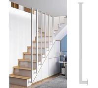 SAFWELAU Parapetto Ringhiera per scale Ringhiera per Scale Regolabile in Metallo, Colonnine Moderne con Montaggio a Parete e Soffitto per Attici, Design Contemporaneo per Interni Casa e Studio(White,H