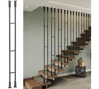 SAFWELAU Parapetto Sistema Ringhiera Moderna - Balaustre Metalliche Colonne Quadrate per Scale Interne & Soppalchi, Montaggio Pavimento/Soffitto con Accessori Inclusi(Black(1 Pc),H-155cm(5.1ft))