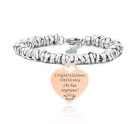 SAGA GIOIELLI® BRACCIALE NODINI INTRECCIATO DONNA FRASI PENSIERI PAROLE EMOZIONALE INCISIONE CUORE (Congratulazioni!vivi la vita che hai sognato!)
