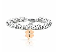 SAGA GIOIELLI® BRACCIALE NODINI INTRECCIATO DONNA FRASI PENSIERI PAROLE EMOZIONALE INCISIONE CUORE (Quadrifoglio portafortuna)