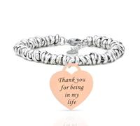 SAGA GIOIELLI® BRACCIALE NODINI INTRECCIATO DONNA FRASI PENSIERI PAROLE EMOZIONALE INCISIONE CUORE (Thank you for being in my life)