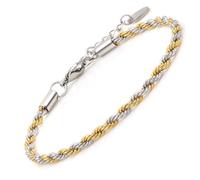SAGA GIOIELLI® Bracciale torchon bicolor uomo - donna in Acciaio inox - Lunghezza 16,5+4,5 cm Confezione Regalo (spessore 5 mm)