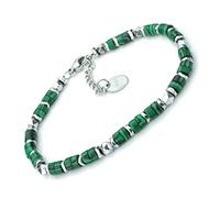 SAGA GIOIELLI® Bracciale Uomo Rondelle Pietre Dure Acciaio (GIADA VERDE)