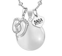 SAGA GIOIELLI® COLLANA CHIAMA ANGELI GRAVIDANZA BOLA MESSICANA CHARM PIEDINI ACCIAIO…