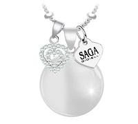 SAGA GIOIELLI - Collana Chiama Angeli Gravidanza Ciondolo Richiamo Degli Angeli Gravidanza, Idee Regali per Donne Incinte come Porta Fortuna, Regalo per Futura Mamma (Doppio Cuore Cristalli)