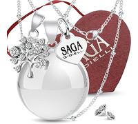SAGA GIOIELLI - Collana Chiama Angeli Gravidanza Ciondolo Richiamo Degli Angeli Gravidanza, Idee Regali per Donne Incinte come Porta Fortuna, Regalo per Futura Mamma (Albero Della Vita)