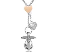 SAGA GIOIELLI® COLLANA CHIAMA ANGELI GRAVIDANZA CIUCCIO SALISCENDI LUNGHEZZA REGOLABILE CHARM CUORE